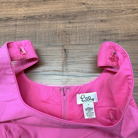 Vtg 80s Lilly Pulitzer Ribbon Striped‎ Dress 6 Pink Embroidered Vacation Cottage - Picture 3 of 7